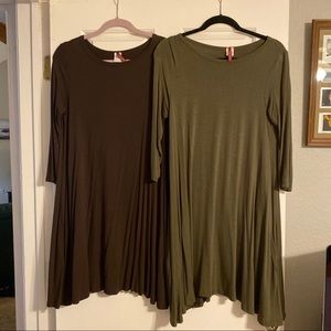 Green and Brown Boutique Dress with Pockets